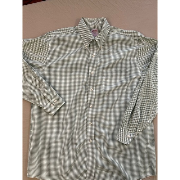 BROOKS BROTHERS Shirt EUC Green White Stripe Sz 16.5-34/35 Original Polo Shirt - Picture 4 of 9